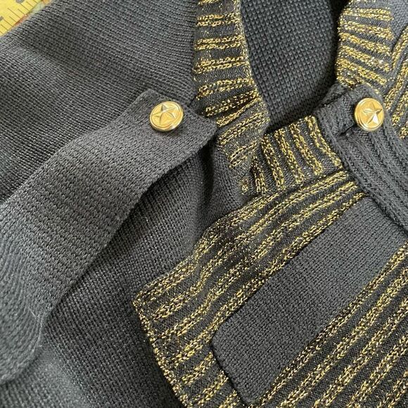 Barra of Italy Wool Blend Navy Blue Metallic Gold Military Style Button Cardigan - Picture 10 of 11